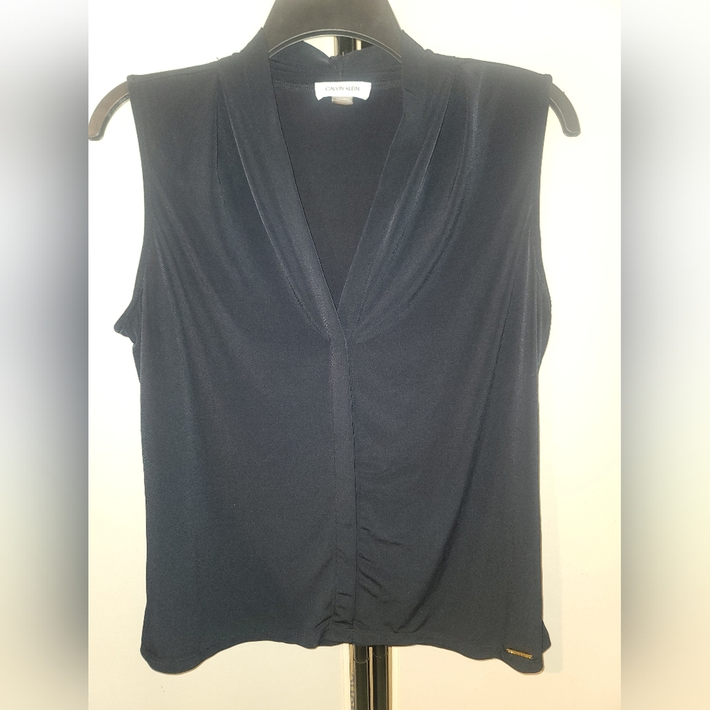 Large Calvin Klein Women's Elegant Navy Blouse